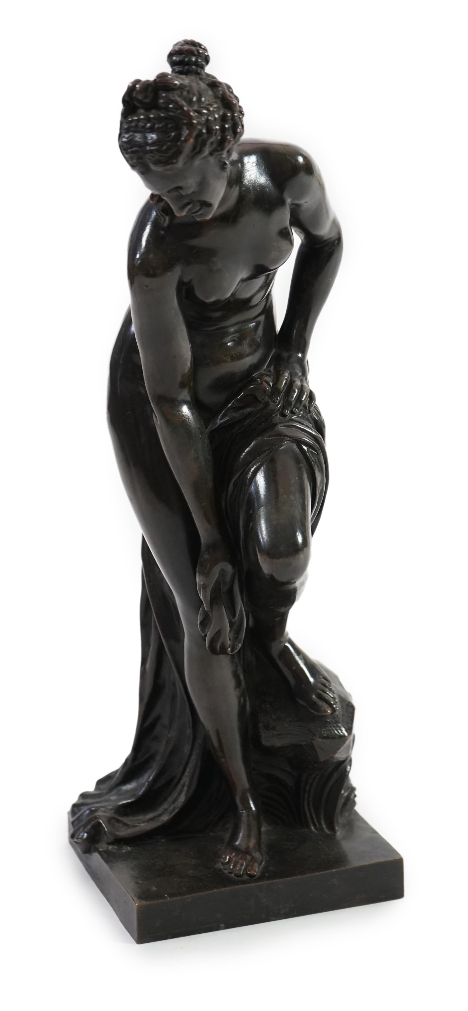 After Christophe-Gabriel Allegrain (1710-1795), a late 19th century bronze model of Venus sortant du bain